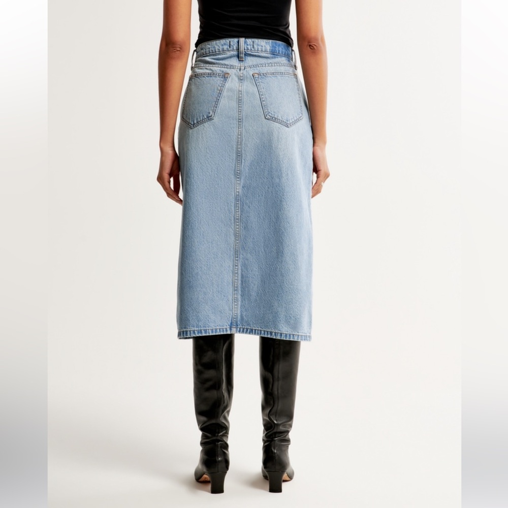 NWT Abercrombie & Fitch Light Blue Denim Midi Skirt - Picture 4 of 7
